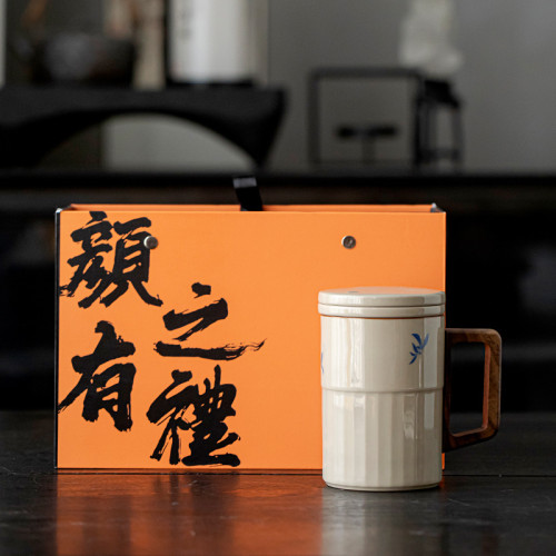 草木灰泡茶杯帶過濾三件套辦公室茶水分離杯子個人專用陶瓷馬克杯