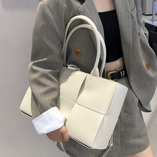 2025新款牛皮托特包通勤高級感編織包大容量時尚個性手提真皮女包