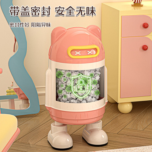 垃圾桶泰迪熊聯名家用客廳高顔值衛生間厠所帶蓋臥室卡通創意紙簍