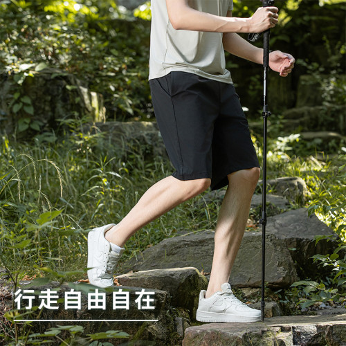 2025夏季錦綸彈力透氣休閒中褲男士純色百搭五分褲運動短褲