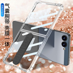 適用三星GalaxyzFlip7氣囊手機殼四角防摔矽膠腕帶手機防摔保護套