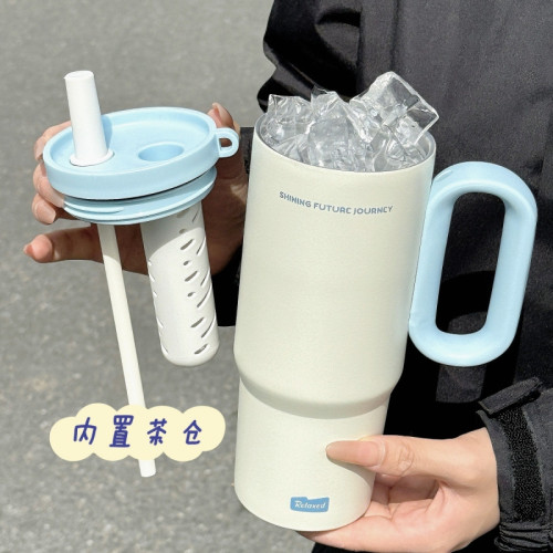 316新款不鏽鋼內膽保溫杯大容量水杯吸管杯子簡約車用隨行咖啡杯