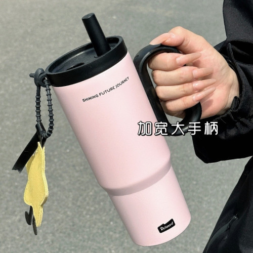316新款不鏽鋼內膽保溫杯大容量水杯吸管杯子簡約車用隨行咖啡杯