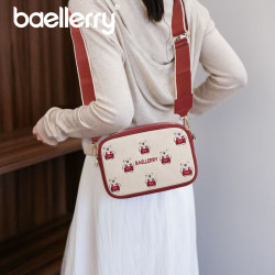 baellerry新款女士單肩包包高級感小熊刺綉大容量女士斜背單肩包