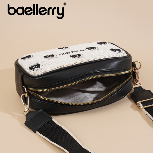 baellerry新款女士單肩包包高級感小熊刺綉大容量女士斜背單肩包