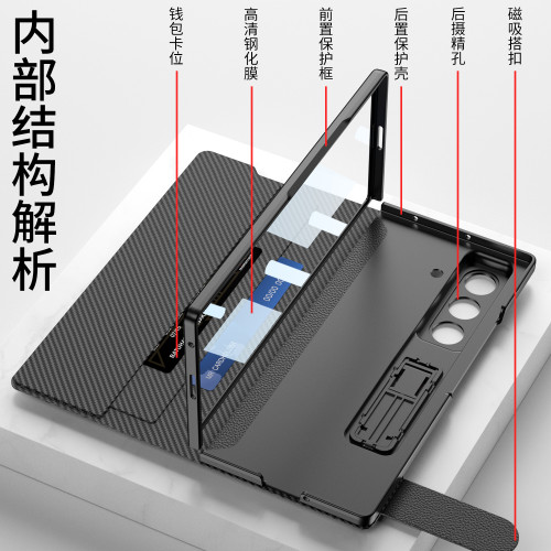 適用三星z fold7折曡翻蓋皮套錢包殼支架殼膜一體潮牌插卡商務gkk