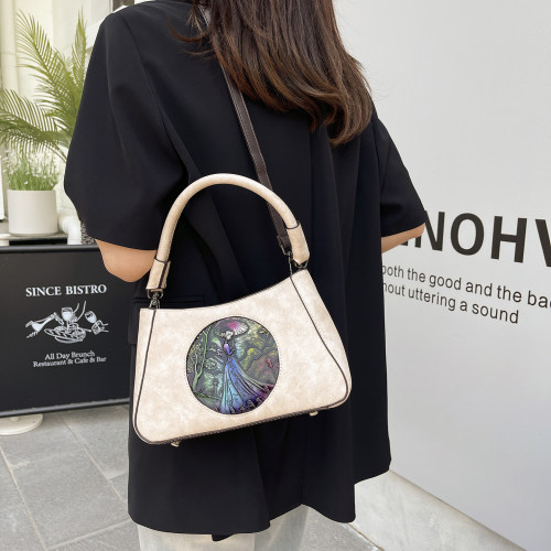 手提包復古風雕花單肩包民族風壓花質感中年女士包包