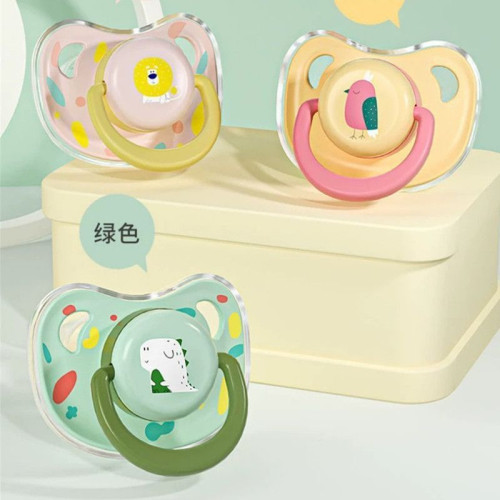 嬰兒安撫奶嘴0-6-36個月新生兒防脹氣安睡型扁頭安撫奶嘴配防塵蓋