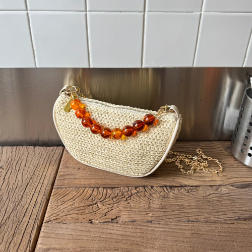 迷你手提編織包女2025新款休閒高級感金屬鏈條單肩斜背餃子包 迷你手提編織包女2025新款休閒高級感金屬鏈條單肩斜背餃子包