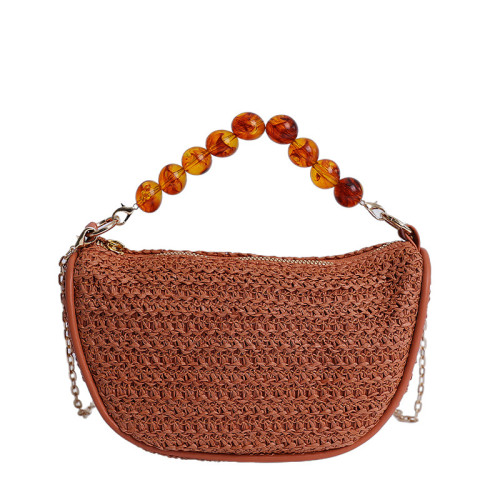 迷你手提編織包女2025新款休閒高級感金屬鏈條單肩斜背餃子包 迷你手提編織包女2025新款休閒高級感金屬鏈條單肩斜背餃子包