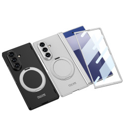 適用三星Z Fold6摺疊螢幕手機殼外置磁吸圈無線充z fold7支架保護套