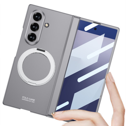 適用三星Z Fold6摺疊螢幕手機殼外置磁吸圈無線充z fold7支架保護套