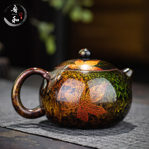 素緣漆器茶具福州大漆手工製作楓葉茶壺紫砂中式家用泡茶壺西施壺