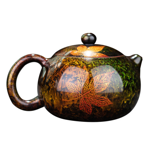 素緣漆器茶具福州大漆手工製作楓葉茶壺紫砂中式家用泡茶壺西施壺