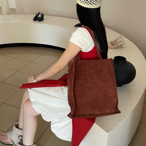 2025新款鹿茸磨砂通勤高級感托特包真皮女包大容量單肩包