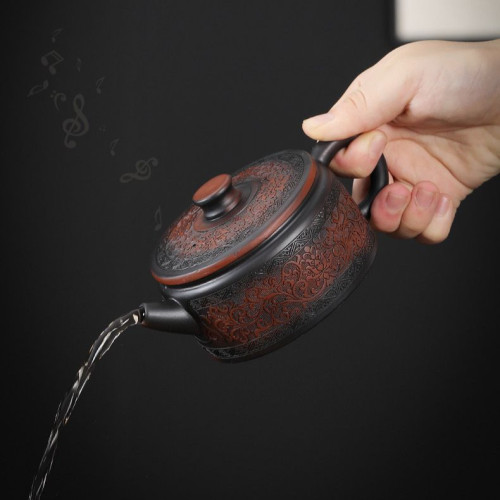 雲南紫陶飛機大口旋轉茶壺茶具家用可提原礦單壺漢瓦壺全手工禮品