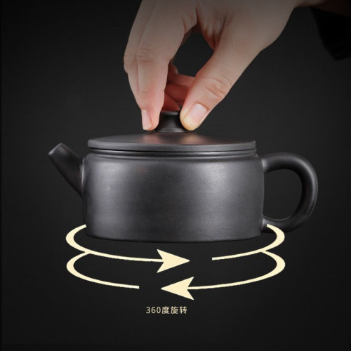 雲南紫陶飛機大口旋轉茶壺茶具家用可提原礦單壺漢瓦壺全手工禮品