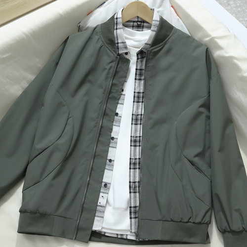 新款運動休閒棒球服春秋沖鋒衣夾克潮黑色軍綠色耐磨