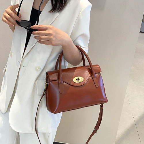 2025新款包包斜後背包女通勤包女士輕奢小衆真皮手提頭層牛皮單肩包