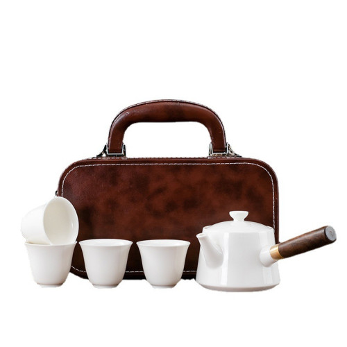 羊脂玉白瓷旅行功夫茶具套裝戶外可攜式簡約泡茶壺陶瓷茶具禮盒