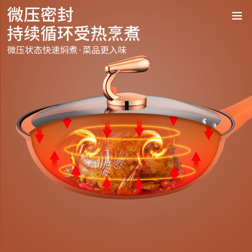 不鏽鋼鍋不沾鍋微壓炒菜鍋平底煎炒鍋電磁爐瓦斯適用無煙家用炒鍋