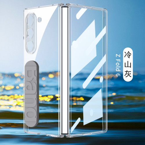 適用三星Z Fold7手機殼高級感透明摺疊螢幕矽膠彈力腕帶防摔保護套