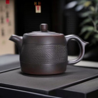 原礦紫陶全手工跳刀紋鳳鳴井欄壺家用功夫茶具單復古壺大號泡茶壺