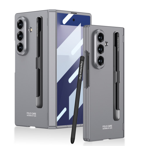 適用三星zfold7折曡手機殼創意磨砂筆槽商務磁吸手機保護套