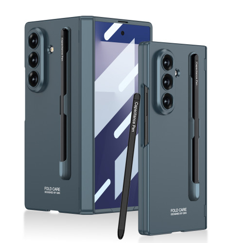 適用三星zfold7折曡手機殼創意磨砂筆槽商務磁吸手機保護套