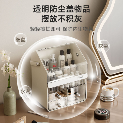 化妝品收納盒多功能大容量高級感口紅梳妝台護膚品防塵桌面置物架