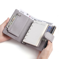 淘寶護照夾新款A7活頁手賬本記事本頭層牛皮荔紋筆電真皮