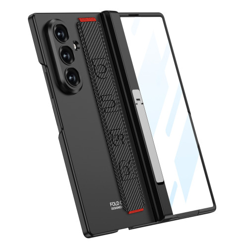 適用三星Z Fold7手機殼彈力腕帶側包支架簡約保護套轉軸超薄磨砂