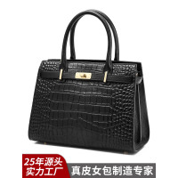 鱷魚紋牛皮斜後後背包女士手提包大容量高級感真皮凱麗包