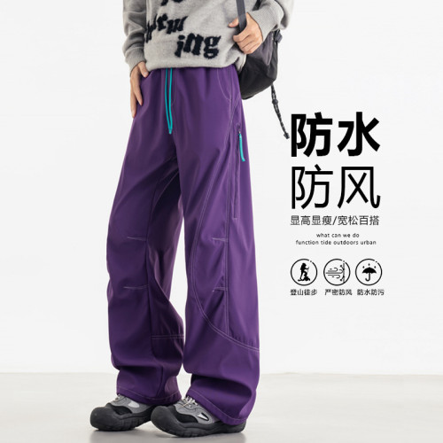 秋冬新款彎刀褲休閒褲男繖兵褲防水沖鋒褲潮牌多口袋工裝褲戶外登