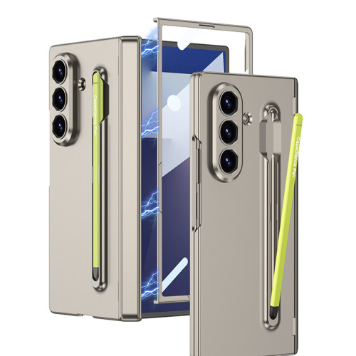 適用三星Z Fold6手機殼磁吸折曡轉軸一體筆槽時尚輕奢超薄全包殼