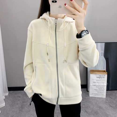 日韓秋冬新款連帽男女外套抓絨衣情侶款休閒衛衣shopee