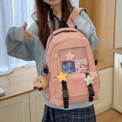 新款時尚學生痛包大容量初高中校園書包加厚耐用休閒旅行雙肩包女