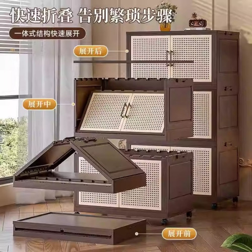 收納櫃中古風家用臥室衣服被子收納箱帶輪零食玩具書本折曡儲物櫃