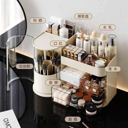 化妝品收納盒高顔值桌面梳妝台口紅面膜化妝刷護膚品抽屜式置物架
