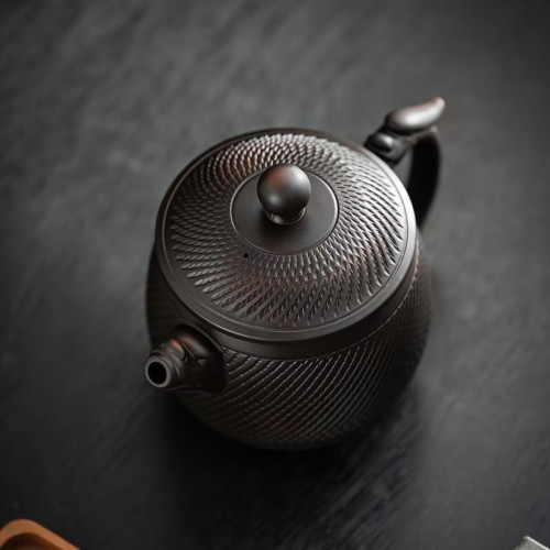 原礦紫陶茶壺手工雕刻龍把秦權壺大容量大寬口龍頭復古家用泡茶壺