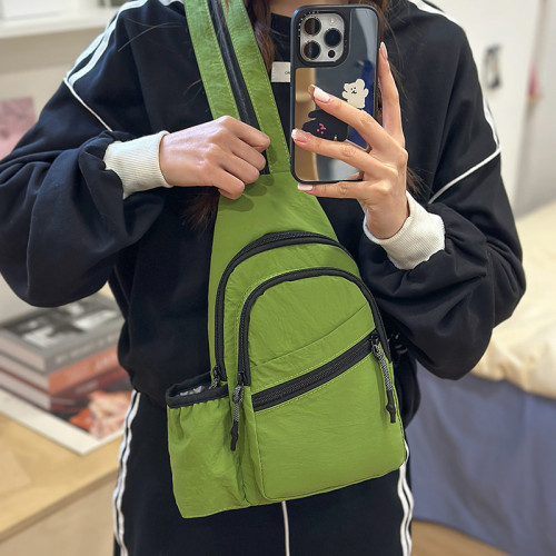 多用戶外旅行水壺包潮流男女輕便運動騎行雙肩包多層百搭時尚胸包