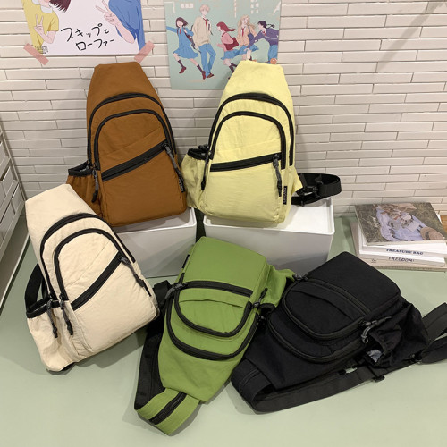 多用戶外旅行水壺包潮流男女輕便運動騎行雙肩包多層百搭時尚胸包