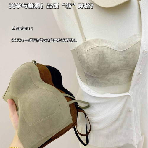 秋冬款紥染設計吊帶內衣女無痕抹胸美背立體手掌杯文胸透氣防走光
