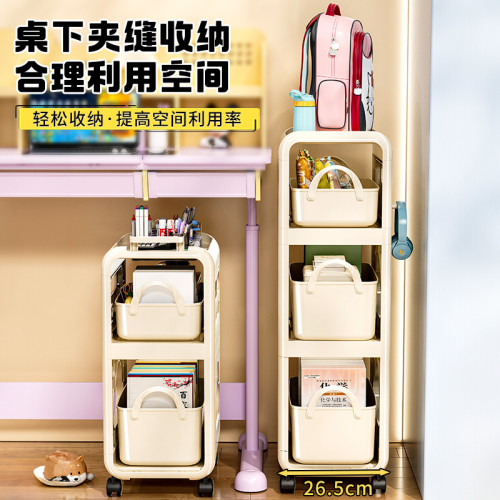 廚房多層收納架子零食置物架可移動落地推車家用客廳多巴胺小推車