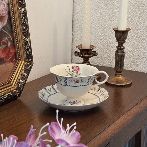 中古花卉陶瓷咖啡杯碟輕奢復古咖啡杯家用辦公喝水陶瓷杯拿鐵杯 中古花卉陶瓷咖啡杯碟輕奢復古咖啡杯家用辦公喝水陶瓷杯拿鐵杯