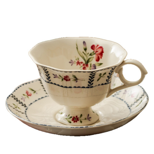 中古花卉陶瓷咖啡杯碟輕奢復古咖啡杯家用辦公喝水陶瓷杯拿鐵杯 中古花卉陶瓷咖啡杯碟輕奢復古咖啡杯家用辦公喝水陶瓷杯拿鐵杯