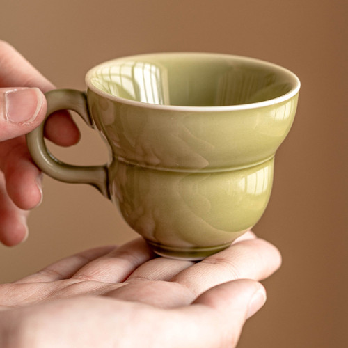 耀州窰葫蘆杯咖啡杯子高檔精緻下午茶拿鐵杯拉花高顔值個人陶瓷杯 耀州窰葫蘆杯咖啡杯子高檔精緻下午茶拿鐵杯拉花高顔值個人陶瓷杯