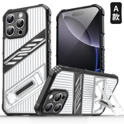 適用iPhone16ProMax戰影手機殼蘋果15Pro透明14支架防摔13保護套