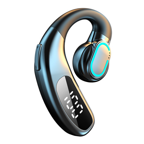 新品無線藍牙耳機F80掛耳式不入耳商務氣傳導單耳帶數顯