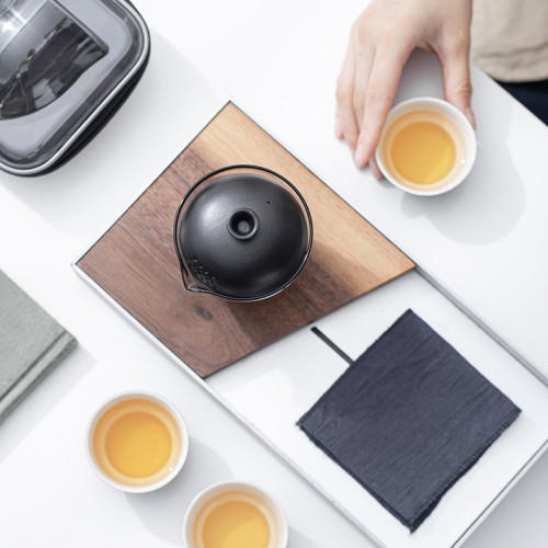 可攜式玻璃旅行茶具套裝一壺三杯戶外露營個人專用簡約泡茶壺茶杯 可攜式玻璃旅行茶具套裝一壺三杯戶外露營個人專用簡約泡茶壺茶杯